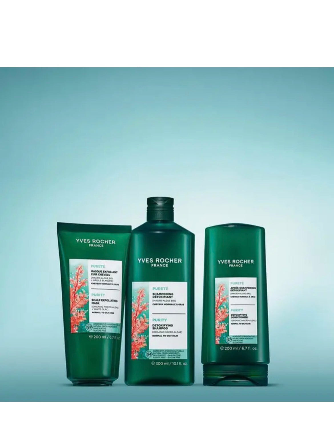 Yves Rocher
Shampooing Détoxifiant

Des cheveux qui regraissent moins vite, propres pour 48h*