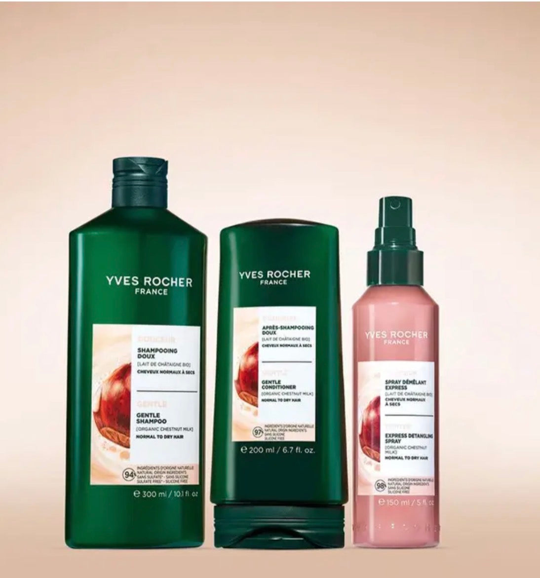 Yves Rocher
Shampooing Doux

Des cheveux plus souples et faciles à coiffer
